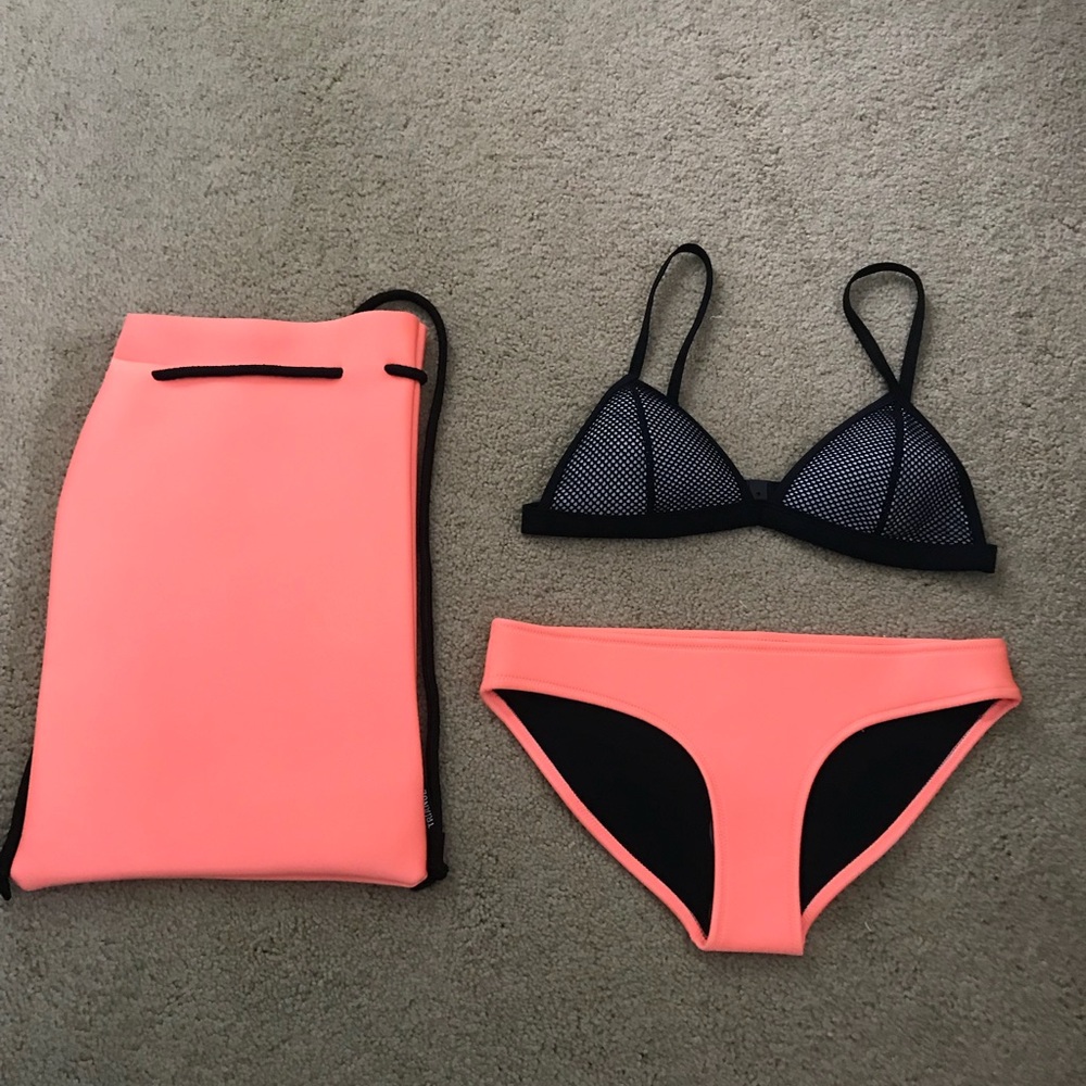 Orange Triangl Neoprene top and bottoms size small